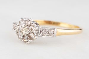 ANTIQUE ART DECO .70ct DIAMOND DAISY RING 18ct GOLD & PLATINUM