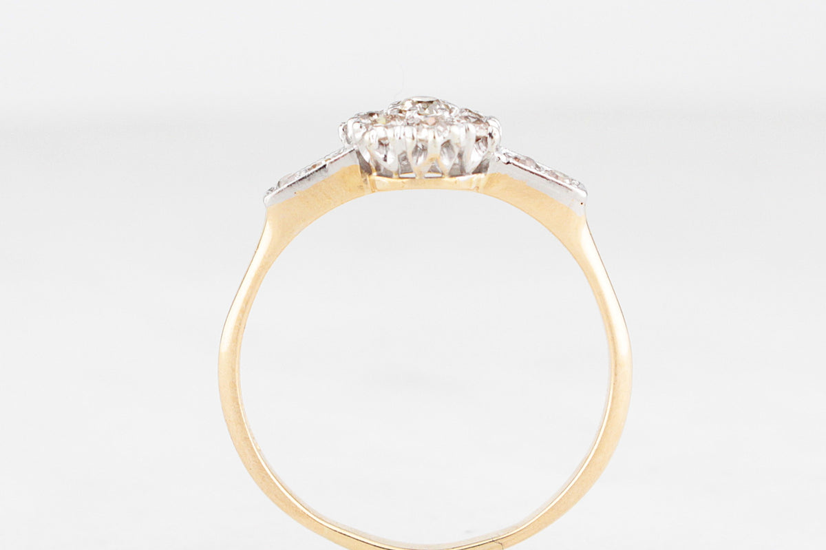 ANTIQUE ART DECO .70ct DIAMOND DAISY RING 18ct GOLD &amp; PLATINUM