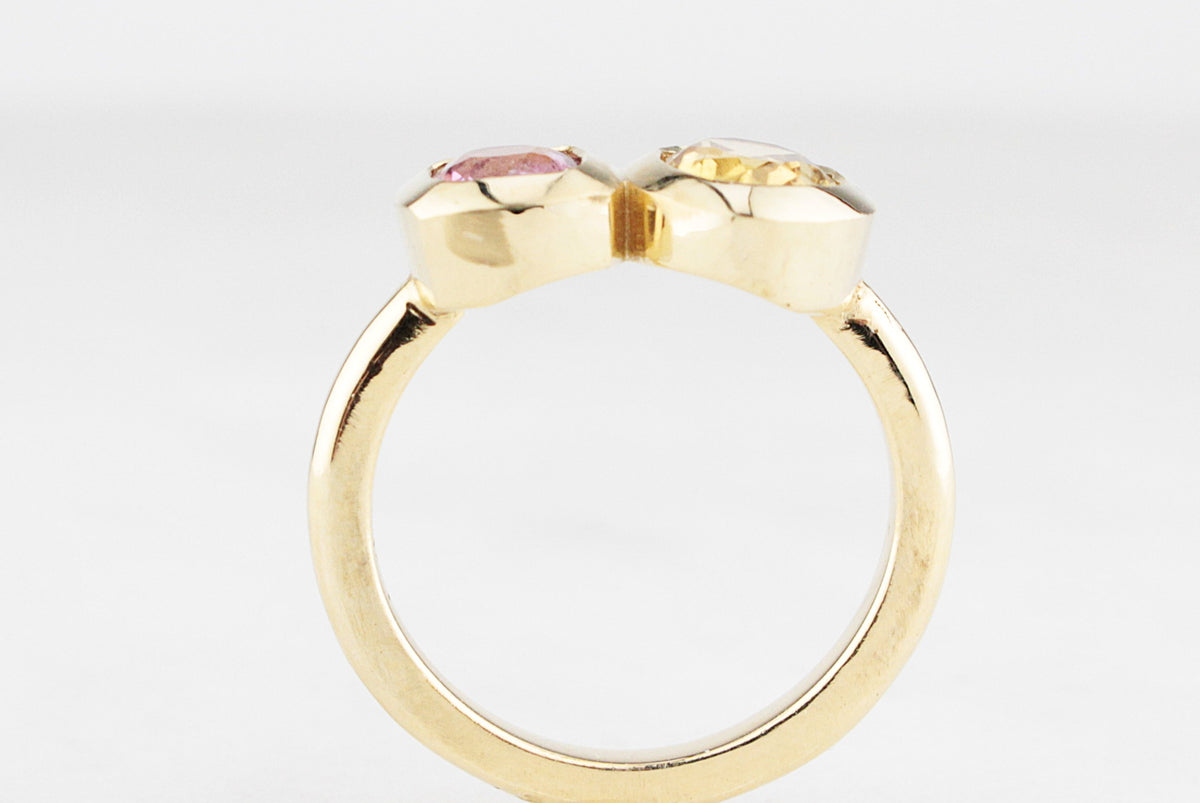 BESPOKE PINK SPINEL &amp; ZIRCON RING 14ct GOLD