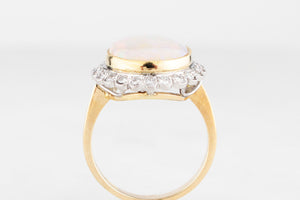 VINTAGE c1930/40 SOLID OPAL & DIAMOND RING 18ct GOLD