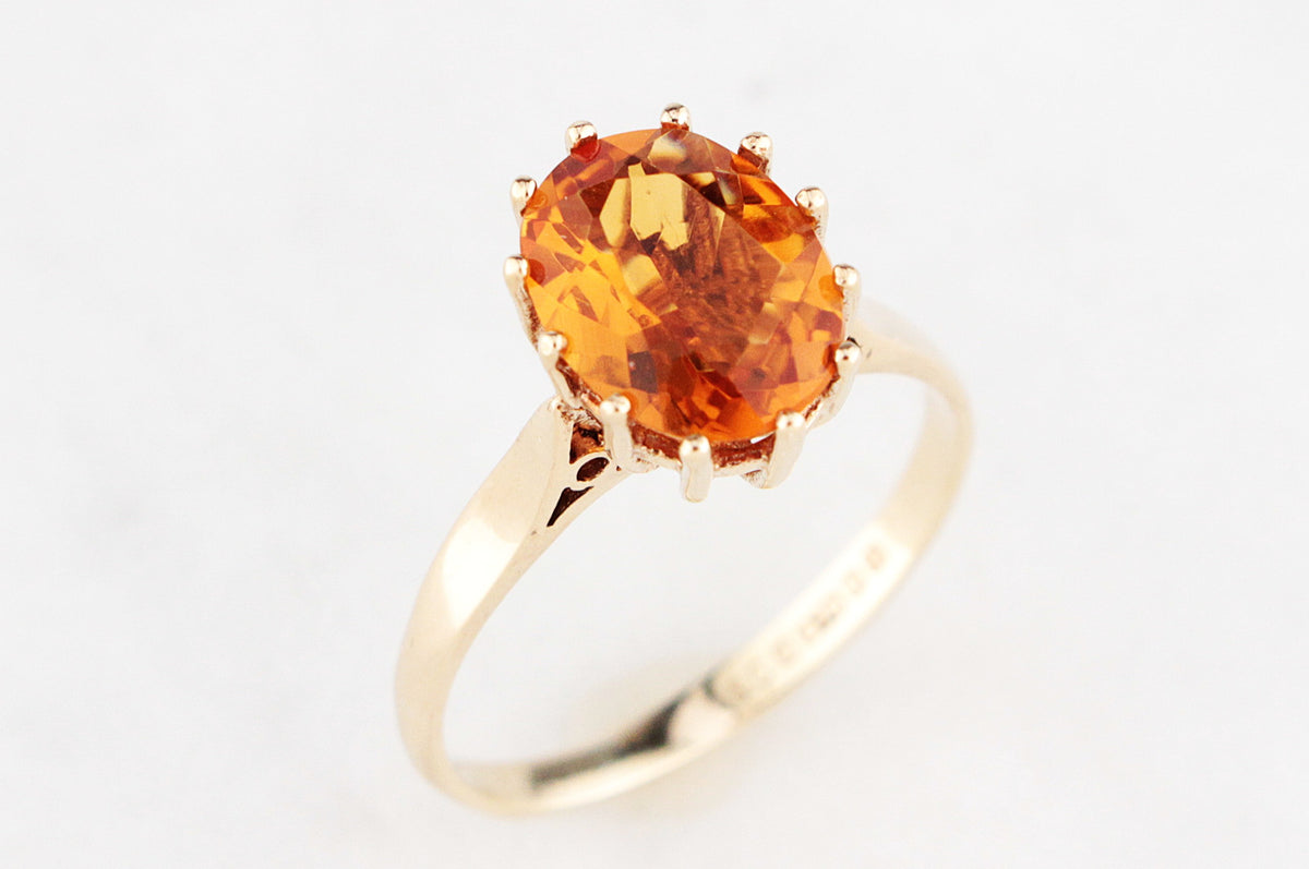 MID-CENTURY 1970 CITRINE RING 9ct GOLD