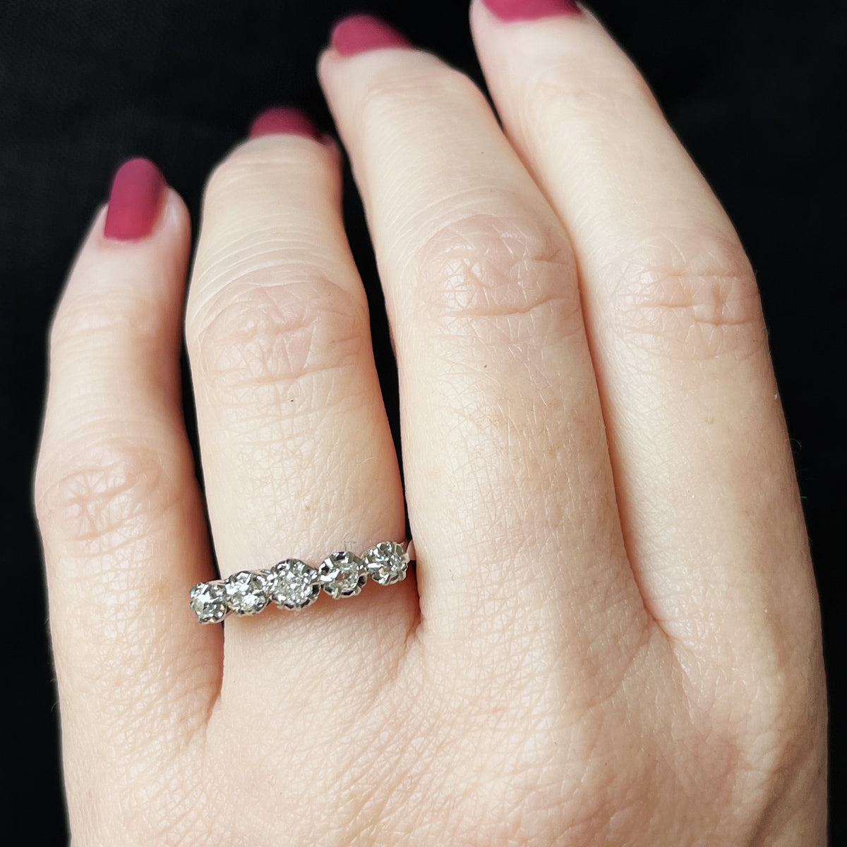 ANTIQUE FIVE-STONE .48ct DIAMOND RING 18ct YELLOW GOLD &amp; PLATINUM