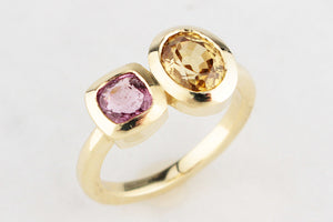BESPOKE PINK SPINEL & ZIRCON RING 14ct GOLD