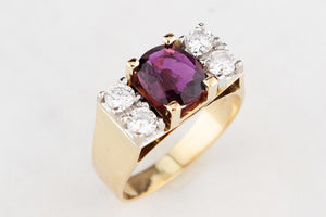 VINTAGE MID-CENTURY RUBY & DIAMOND RING 18ct GOLD