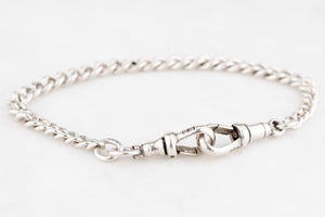ANTIQUE EDWARDIAN 1909 STERLING SILVER ALBERT FOB CHAIN BRACELET