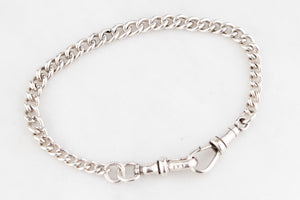 ANTIQUE EDWARDIAN 1909 STERLING SILVER ALBERT FOB CHAIN BRACELET