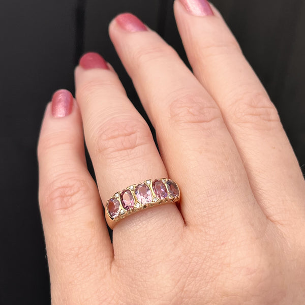pt.900 pink tourmaline halfeternity ring-商品の画像