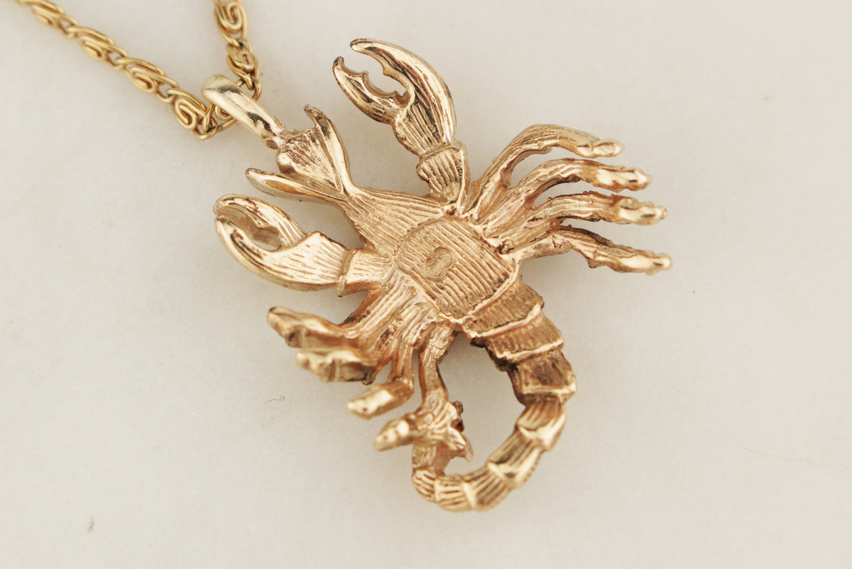 RETRO ESTATE DIAMOND LOBSTER PENDANT 9ct GOLD