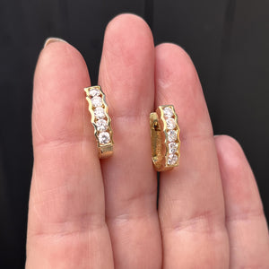 RETRO ESTATE 1ct DIAMOND HOOP EARRINGS 14ct YELLOW GOLD