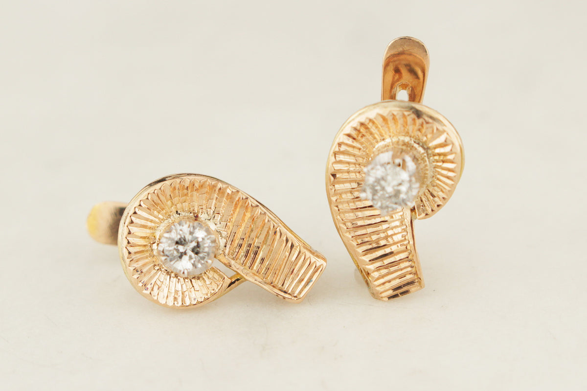 RETRO ESTATE DIAMOND EARRINGS 14ct GOLD