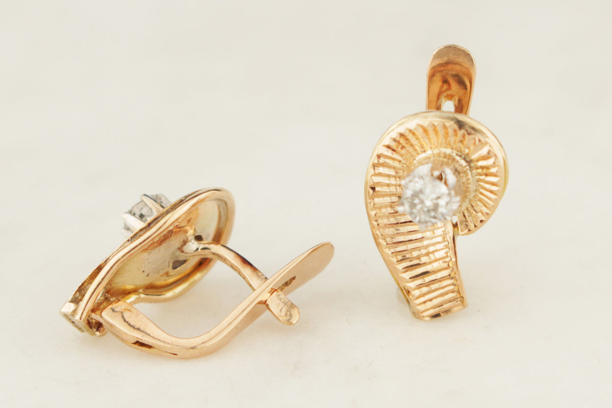 RETRO ESTATE DIAMOND EARRINGS 14ct GOLD
