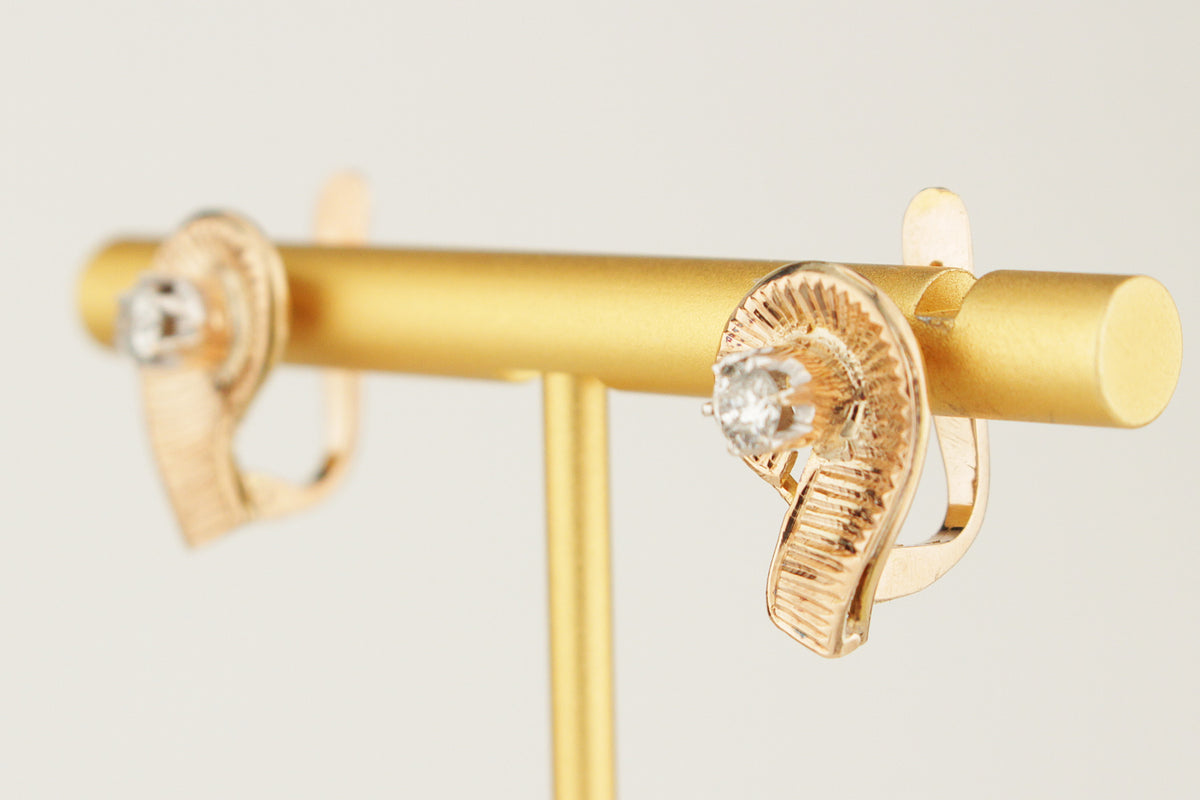 RETRO ESTATE DIAMOND EARRINGS 14ct GOLD