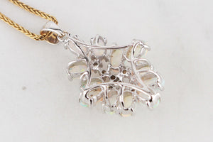 RETRO OPAL & DIAMOND PENDANT 18ct GOLD