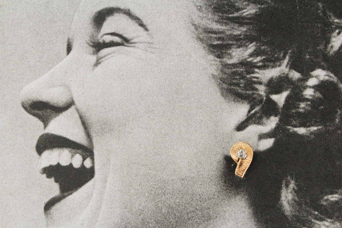 RETRO ESTATE DIAMOND EARRINGS 14ct GOLD