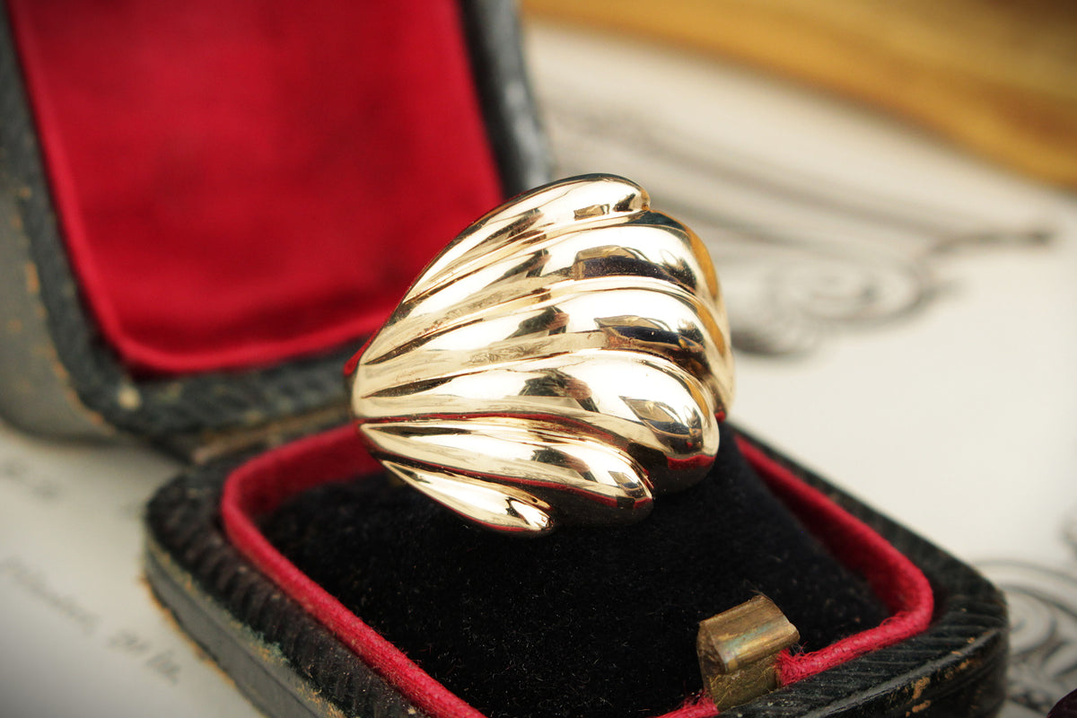 RETRO ESTATE FAN SHAPED RING 9ct GOLD