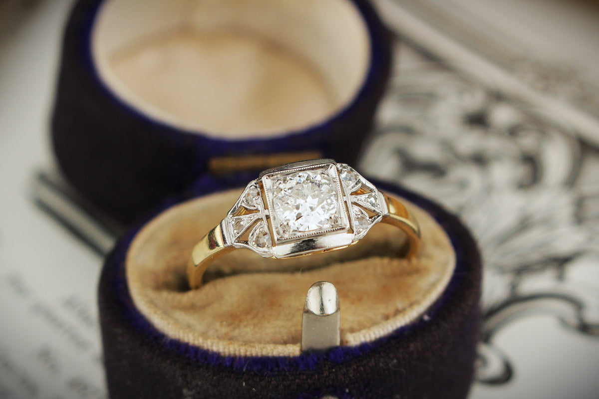 ANTIQUE EDWARDIAN c1900 .50ct DIAMOND RING 15ct GOLD & PLATINUM