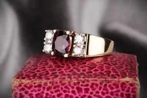 VINTAGE MID-CENTURY RUBY & DIAMOND RING 18ct GOLD