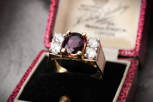 VINTAGE MID-CENTURY RUBY & DIAMOND RING 18ct GOLD