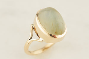 ANTIQUE EDWARDIAN c1900 CHRYSOBERYL CAT’S EYE RING 9ct GOLD