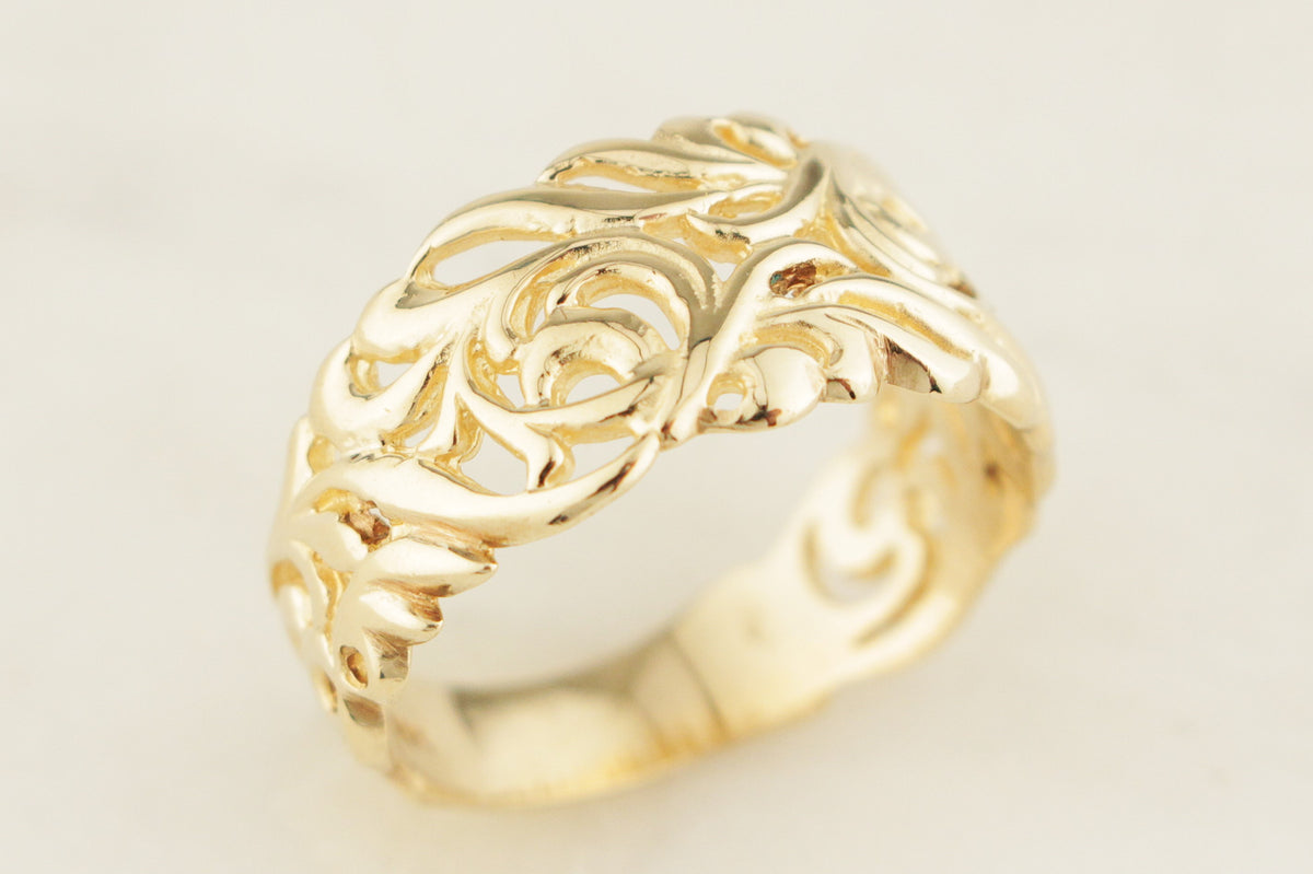 RETRO ESTATE FILIGREE RING 9ct GOLD
