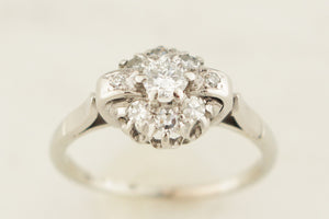 VINTAGE c1930 DIAMOND CLUSTER RING 18ct WHITE GOLD & PLATINUM