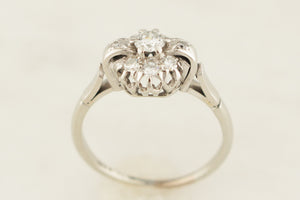 VINTAGE c1930 DIAMOND CLUSTER RING 18ct WHITE GOLD & PLATINUM