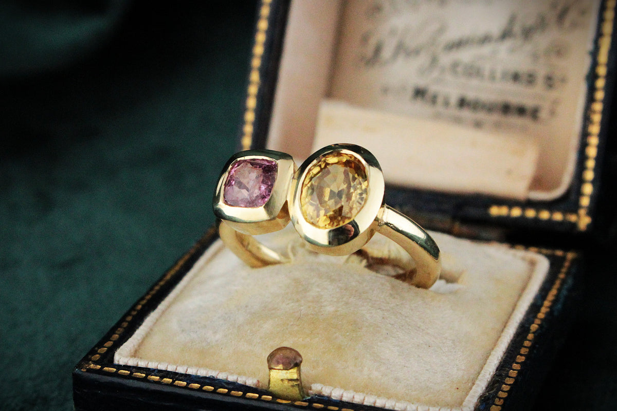 BESPOKE PINK SPINEL &amp; ZIRCON RING 14ct GOLD