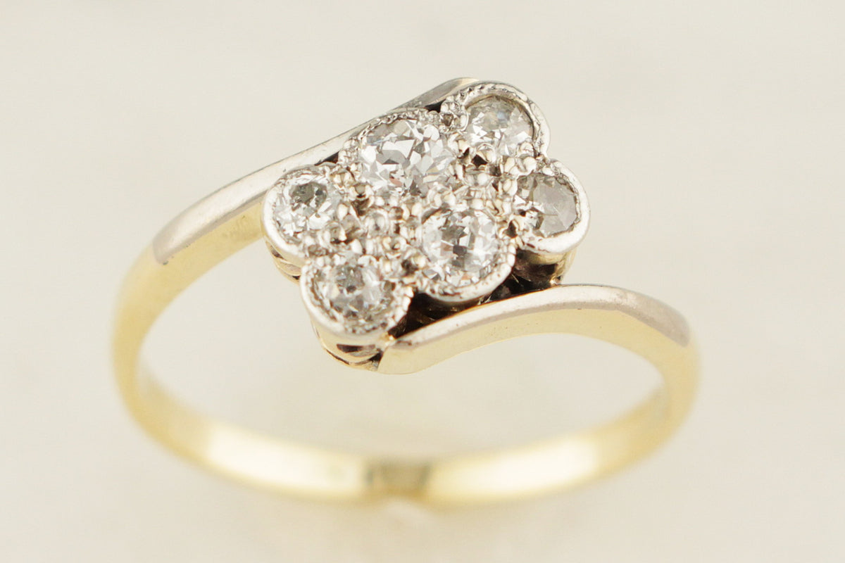 ANTIQUE EDWARDIAN c1910 SIX STONE DIAMOND RING 18ct GOLD