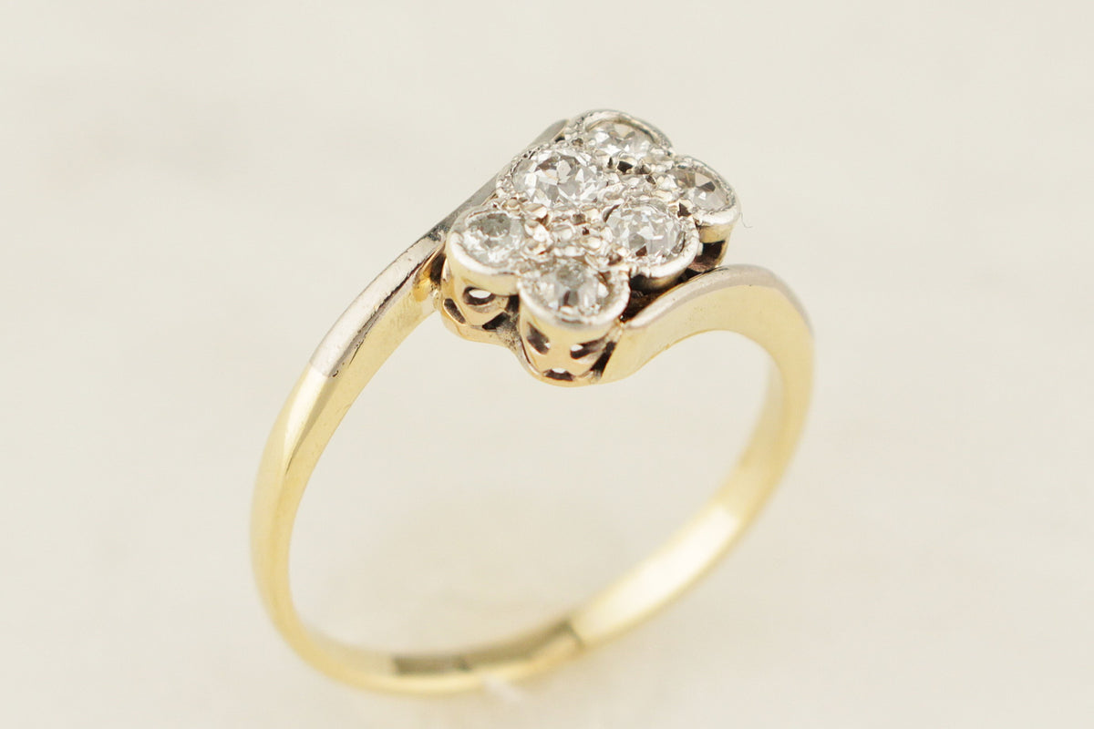 ANTIQUE EDWARDIAN c1910 SIX STONE DIAMOND RING 18ct GOLD