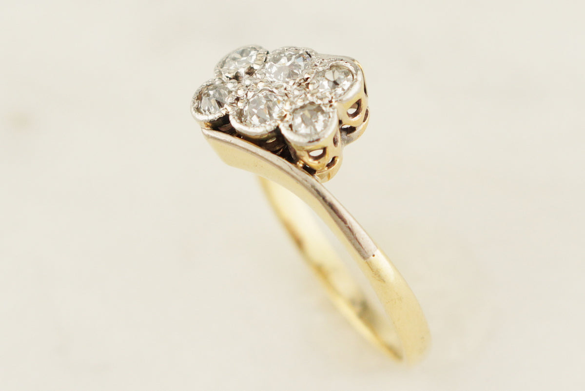ANTIQUE EDWARDIAN c1910 SIX STONE DIAMOND RING 18ct GOLD