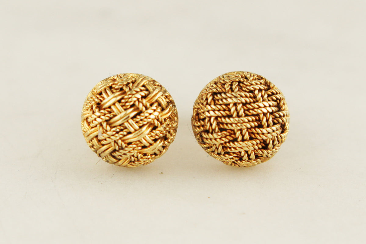 RETRO ITALIAN c1980’s EAR STUDS 18ct GOLD