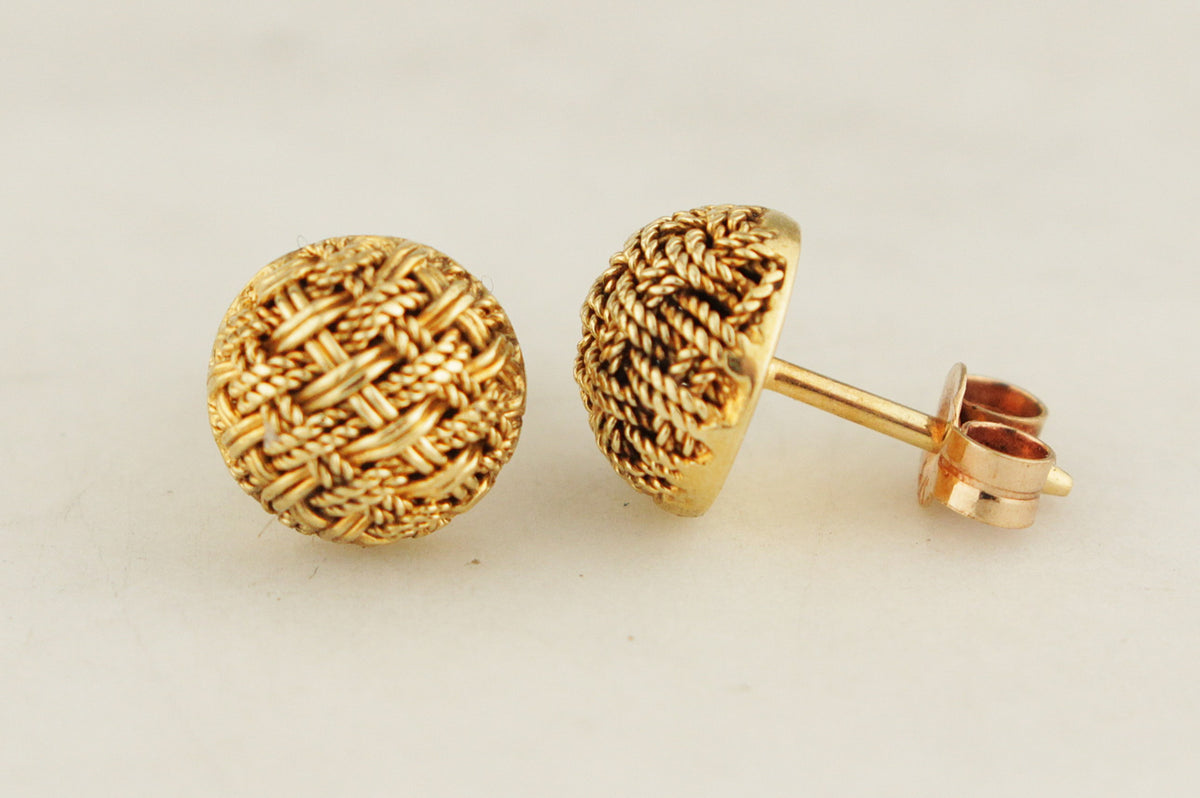 RETRO ITALIAN c1980’s EAR STUDS 18ct GOLD