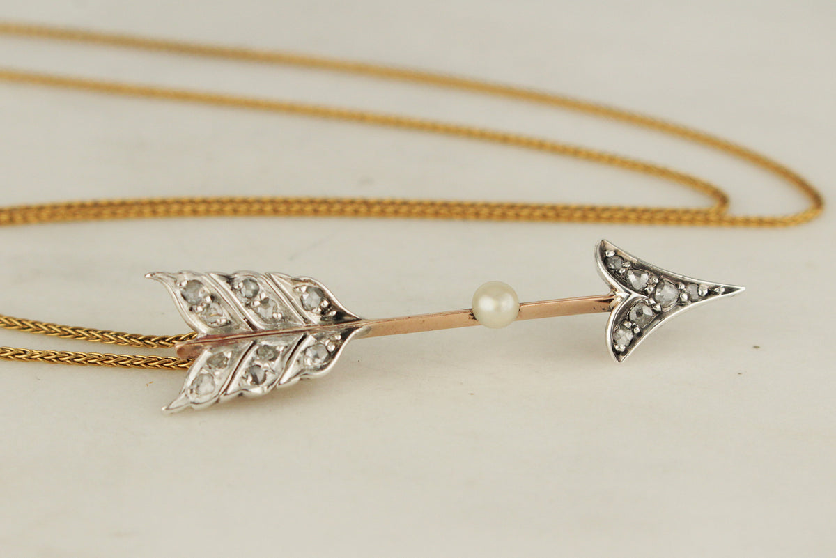 ANTIQUE GEORGIAN c1830 DIAMOND ARROW PENDANT