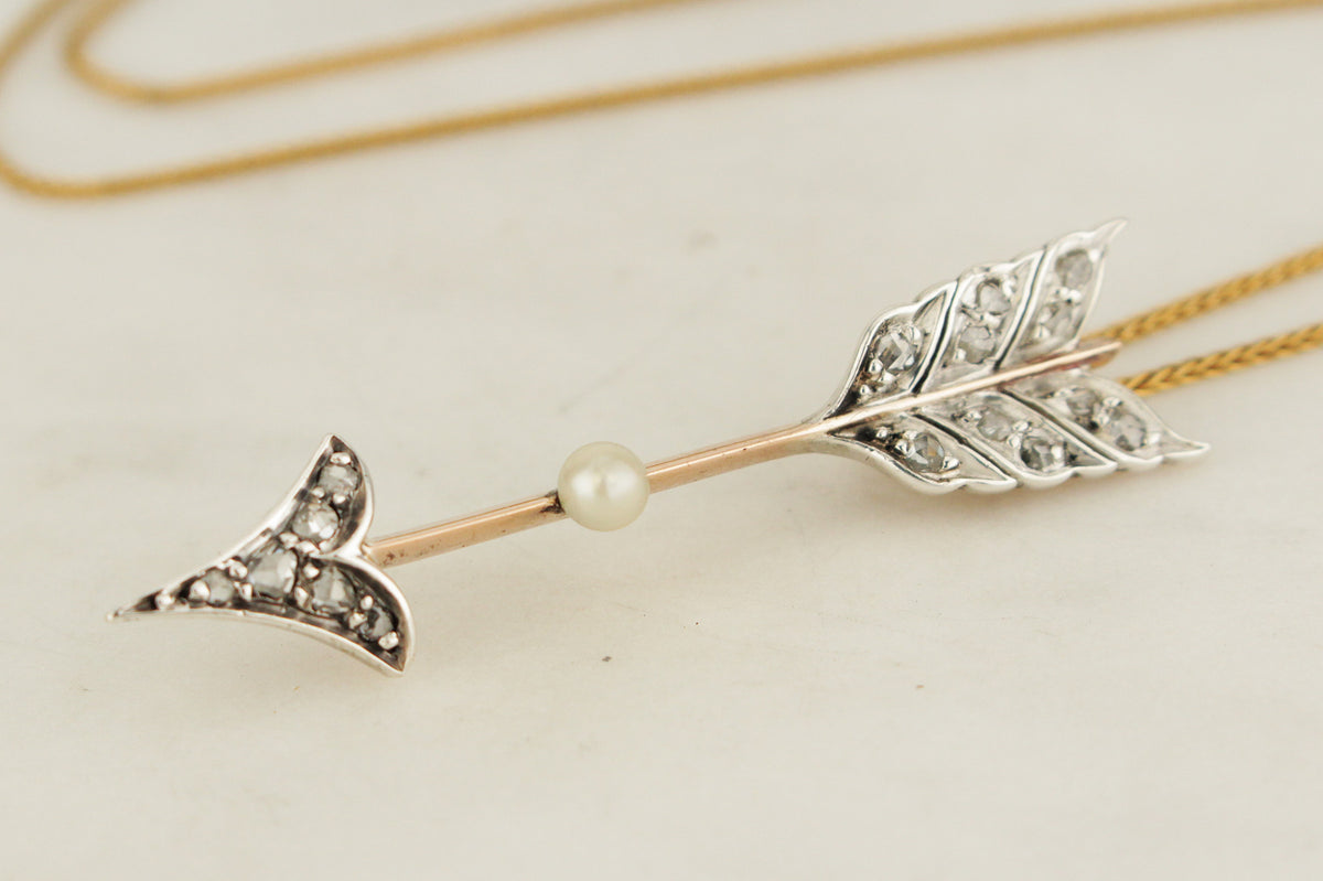 ANTIQUE GEORGIAN c1830 DIAMOND ARROW PENDANT