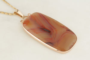 ANTIQUE EDWARDIAN c1900 AGATE PENDANT 9ct GOLD