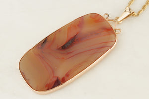 ANTIQUE EDWARDIAN c1900 AGATE PENDANT 9ct GOLD