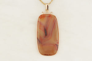 ANTIQUE EDWARDIAN c1900 AGATE PENDANT 9ct GOLD