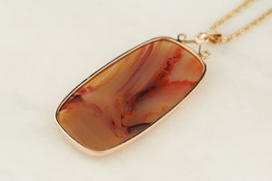 ANTIQUE EDWARDIAN c1900 AGATE PENDANT 9ct GOLD