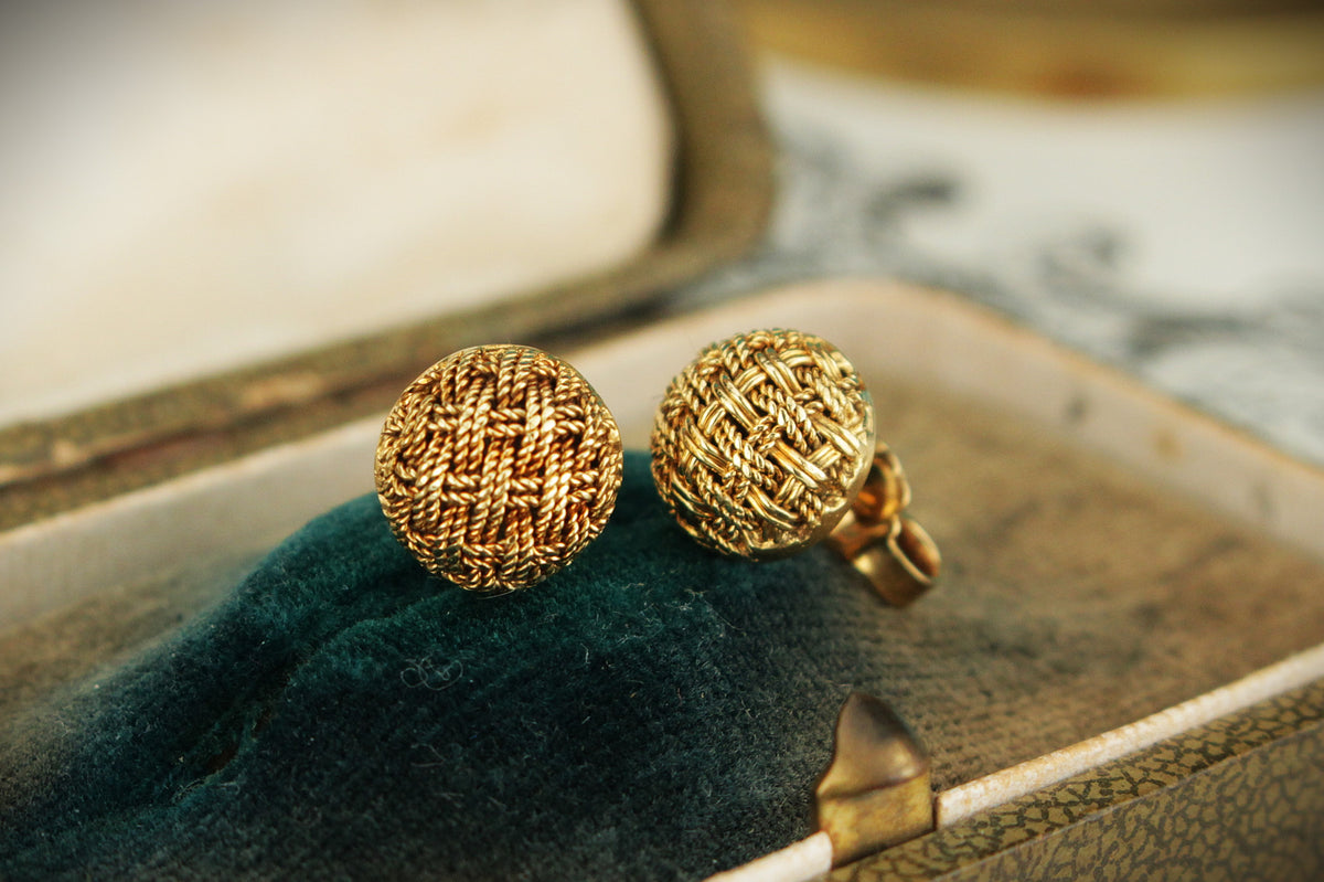 RETRO ITALIAN c1980’s EAR STUDS 18ct GOLD