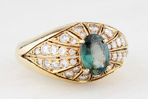 RETRO SAPPHIRE & DIAMOND RING 18ct GOLD