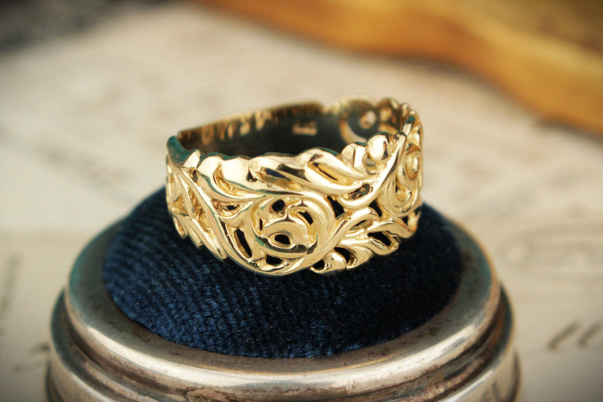 RETRO ESTATE FILIGREE RING 9ct GOLD