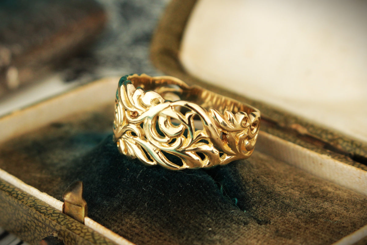 RETRO ESTATE FILIGREE RING 9ct GOLD