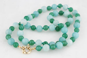 BESPOKE AVENTURINE & AMAZONITE NECKLACE 9ct GOLD