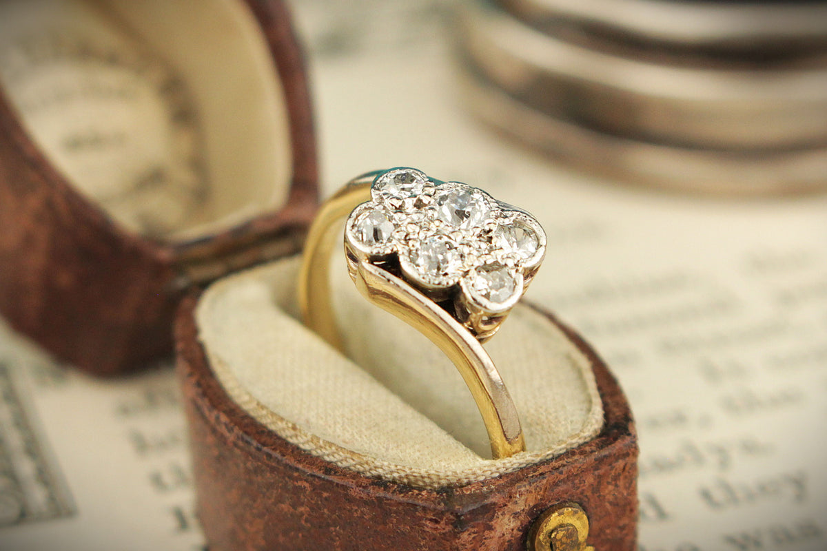 ANTIQUE EDWARDIAN c1910 SIX STONE DIAMOND RING 18ct GOLD