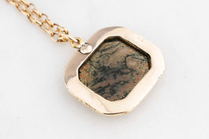 ANTIQUE MOSS AGATE PENDANT 9ct GOLD