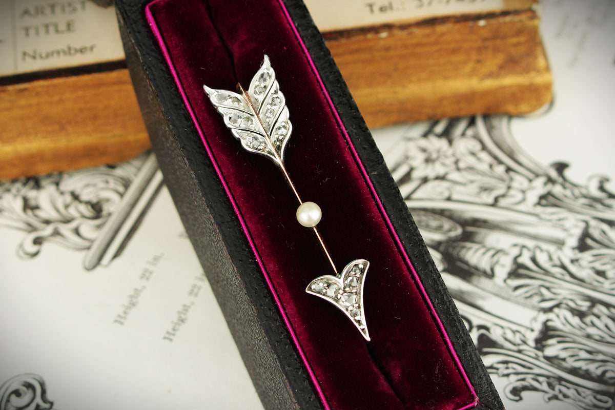 ANTIQUE GEORGIAN c1830 DIAMOND ARROW PENDANT