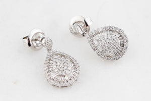 DIAMOND TEARDROP EARRINGS 9ct WHITE GOLD