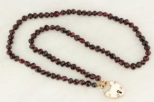 ANTIQUE BOHEMIAN GARNET NECKLACE 15ct HEART PADLOCK