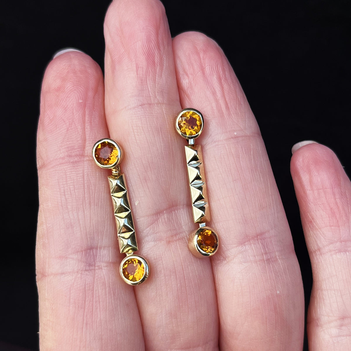 RETRO 1983 CITRINE EARRINGS 9ct GOLD