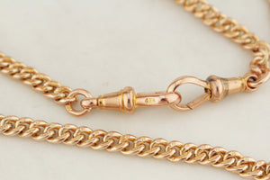 ANTIQUE EDWARDIAN c1900 34g DOUBLE ALBERT FOB CHAIN 9ct GOLD